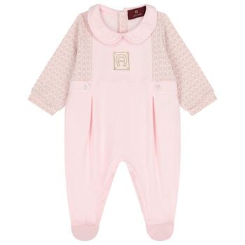 Baby Girls Pink Logo Babygrow