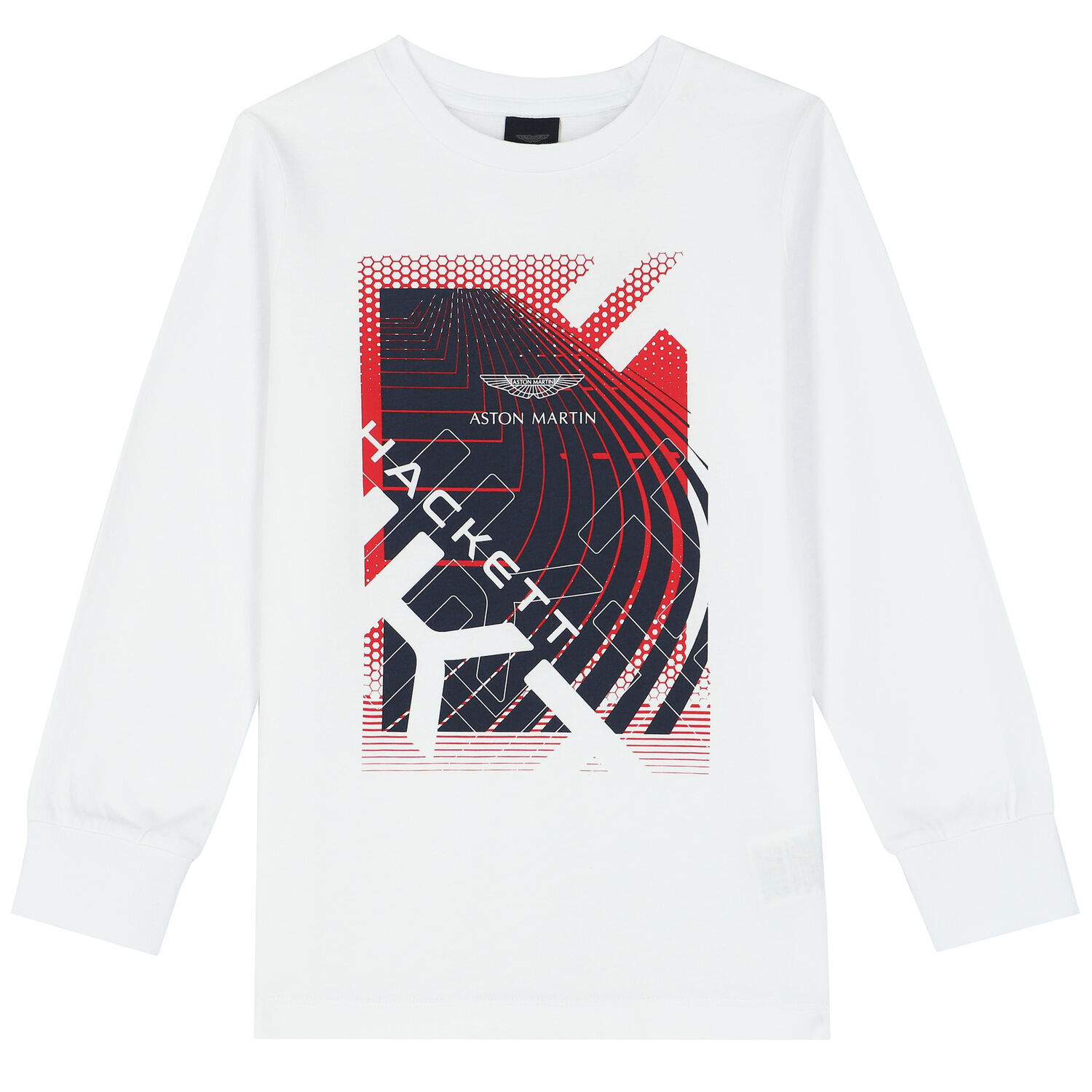 Boys White Logo Long Sleeve Top, 1, hi-res