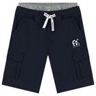 Boys Navy Blue Logo Shorts, 2, hi-res