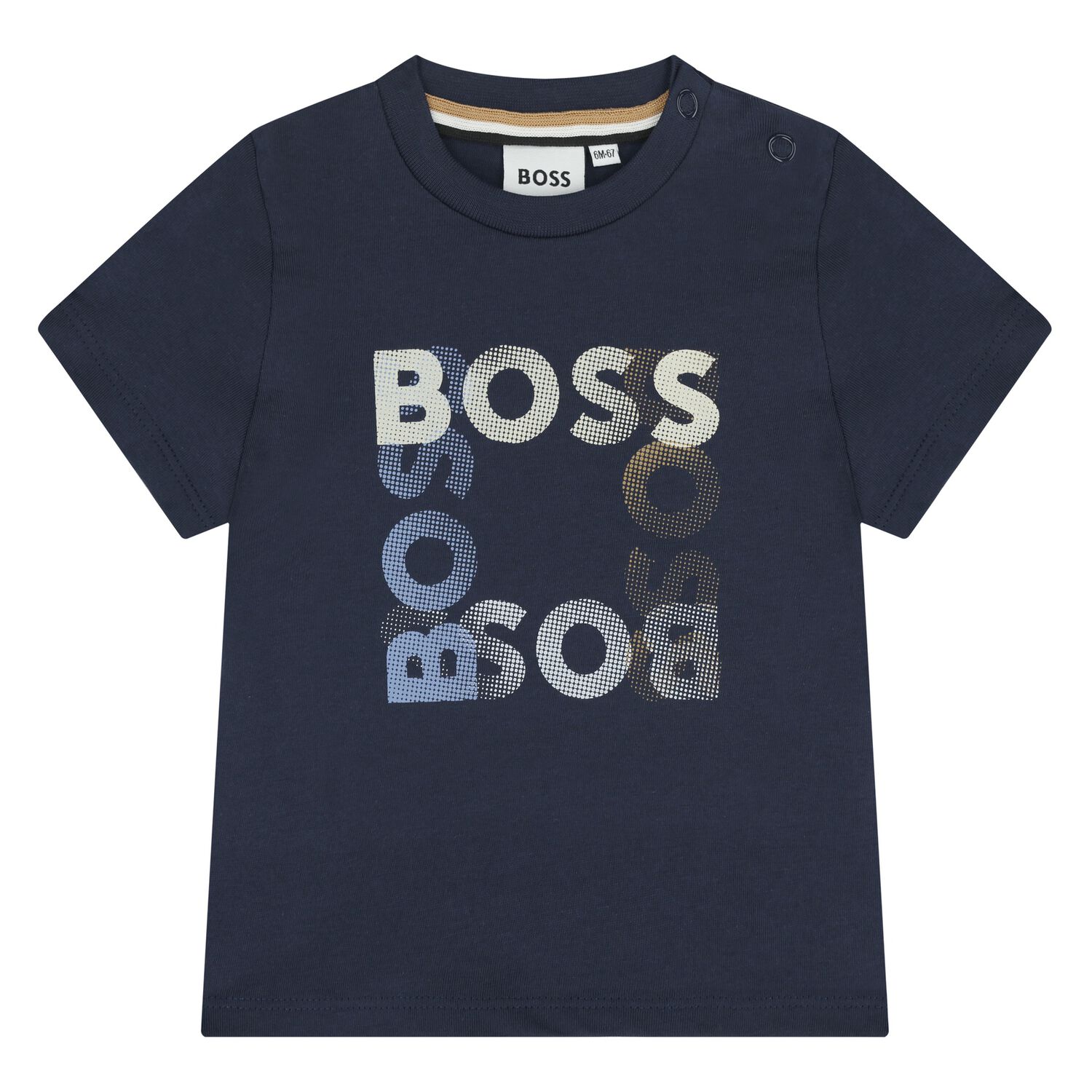 Younger Boys Navy Blue Logo T-Shirt, 2, hi-res