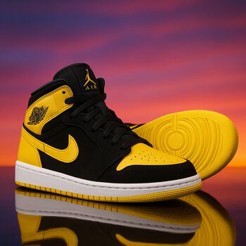  Air Jordan 1  حذاء رياضى باللون الاسود والاصفر والابيض 