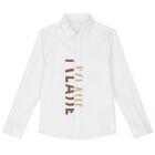 Boys White Logo Shirt, 1, hi-res