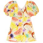Girls Multi-Coloured Fruits Dress, 1, hi-res
