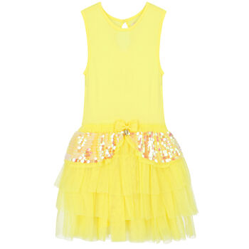 Girls Yellow Tulle & Sequin Dress