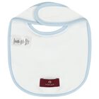 Baby Boys White & Blue Logo Bib, 2, hi-res