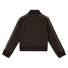 Girls Brown Logo Zip-Up Top, 1, hi-res