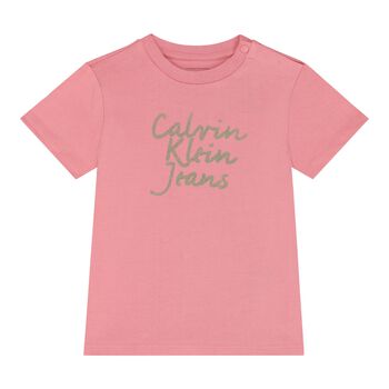 تيشيرت بنات بالشعار باللون الوردى