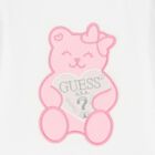 توب باكمام بالشعار باللون الابيض للبنات, 1, hi-res