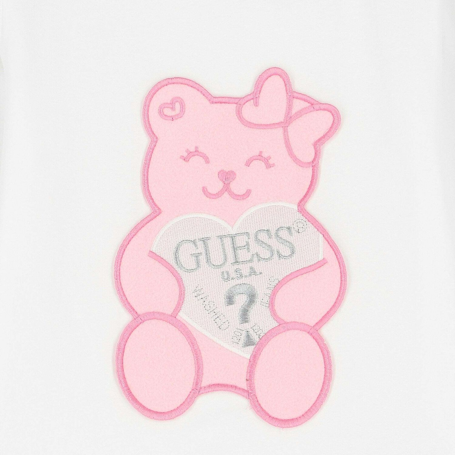 توب باكمام بالشعار باللون الابيض للبنات, 1, hi-res image number null