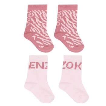 Baby Girls Pink Logo Socks ( 2-Pack )