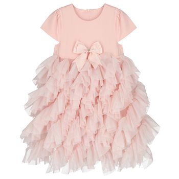 Girls Pink Bow Tulle Dress