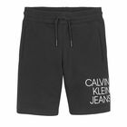Boys Black Logo Organic Cotton Shorts, 1, hi-res