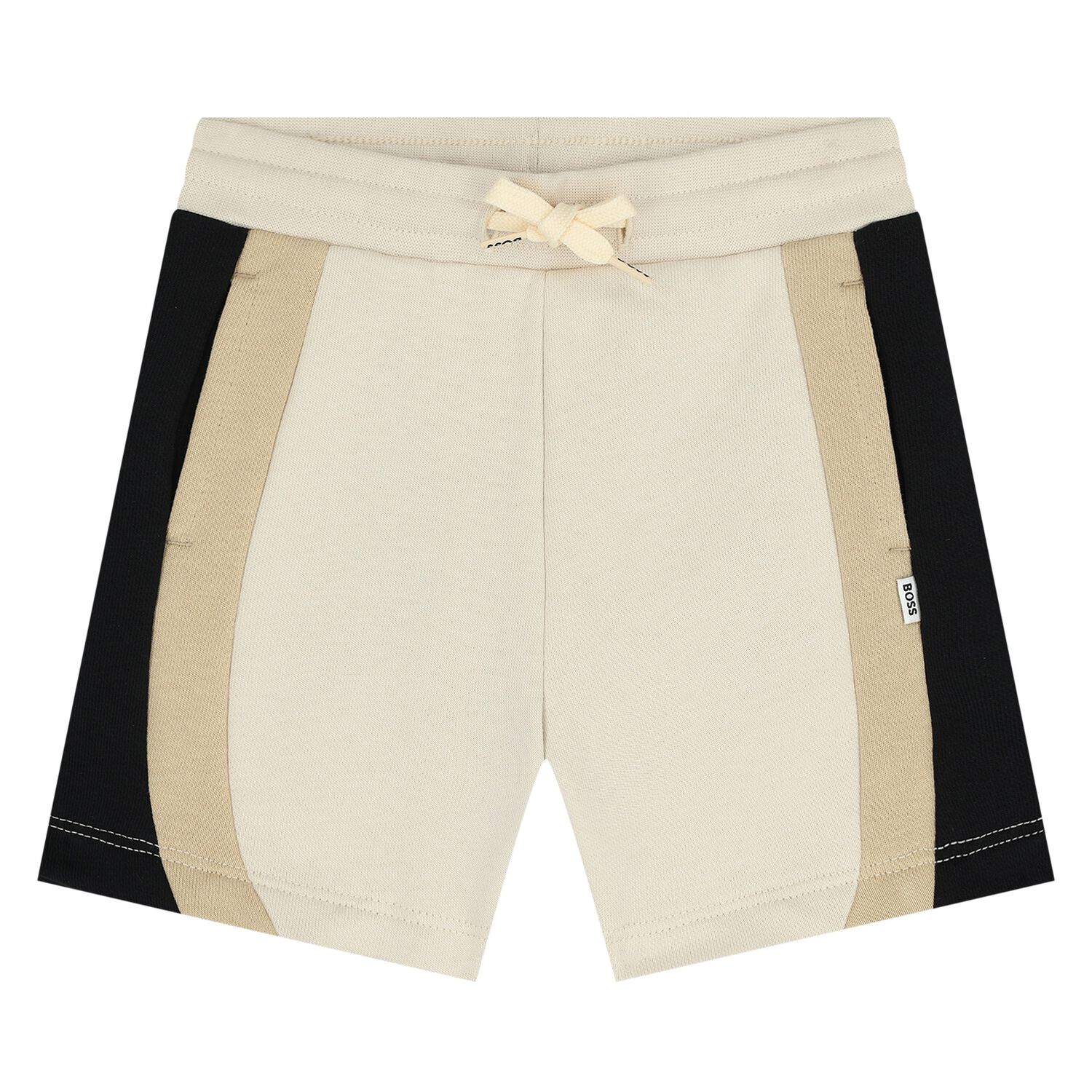 Younger Boys Beige Striped Shorts, 2, hi-res