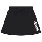 Girls Black Logo Skirt, 2, hi-res