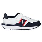 Boys White Logo Trainers, 1, hi-res