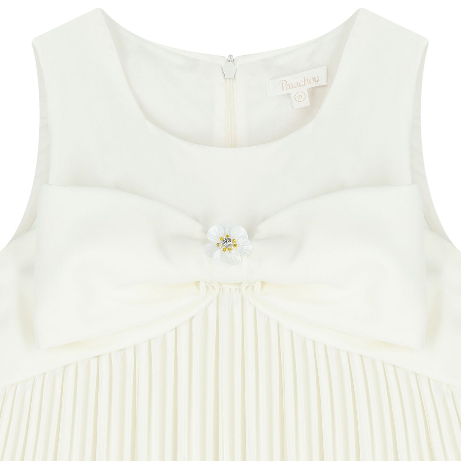 Girls Ivory Bow Dress, 1, hi-res