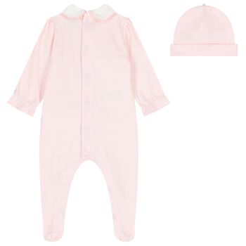 Baby Girls Pink Floral Babygrow Set