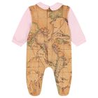 Baby Girls Beige & Pink Geo Map Babygrow Gift Set, 2, hi-res