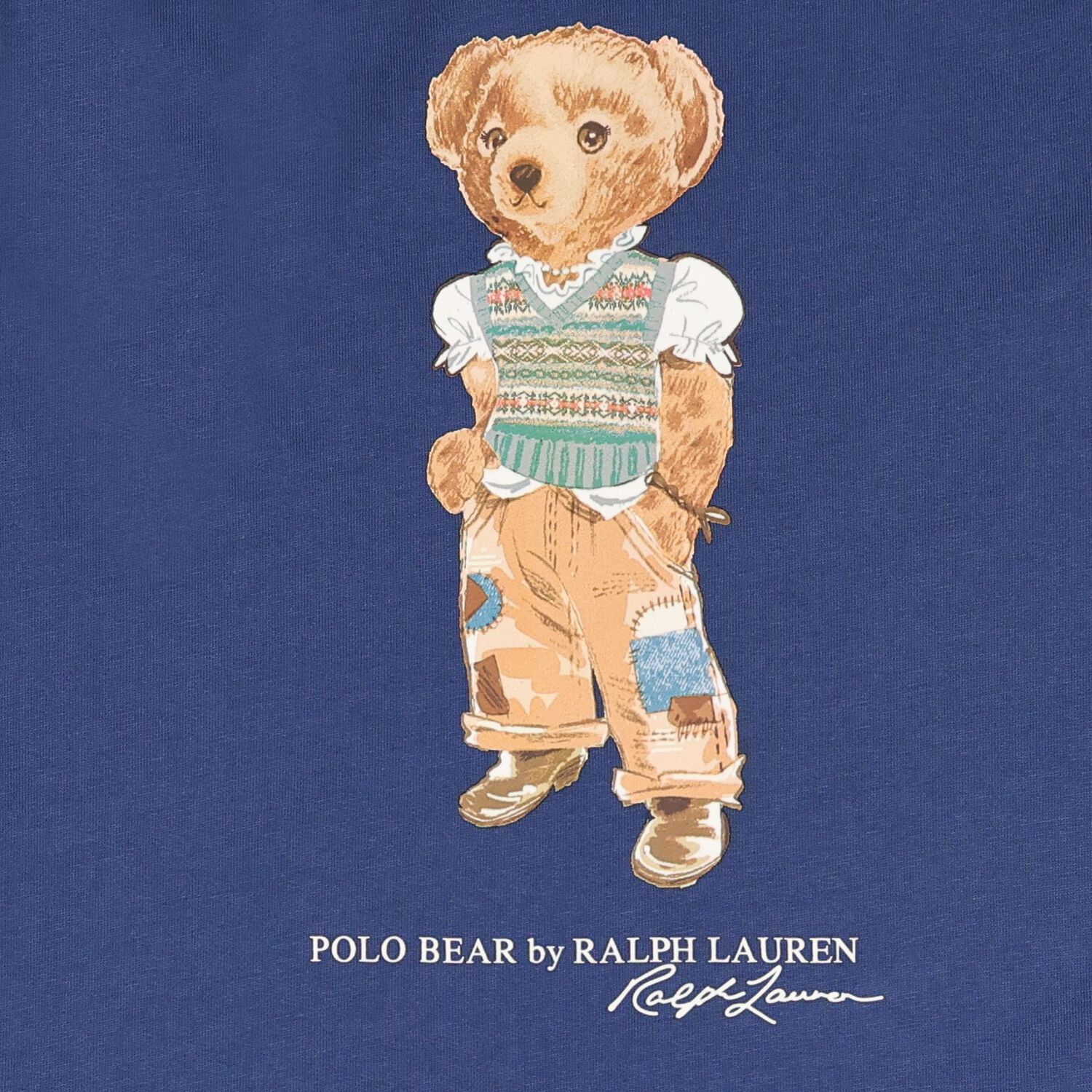 Girls Navy Blue Polo Bear Dress, 1, hi-res