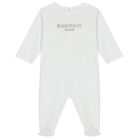 White Logo Babygrow Set, 1, hi-res