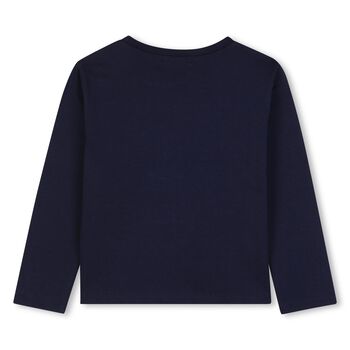 Girls Navy Blue Sequin Planet Long Sleeve Top