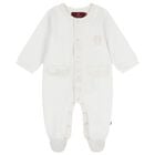 بدلة أطفال باللون بيضاء وبيج بشعار, 1, hi-res