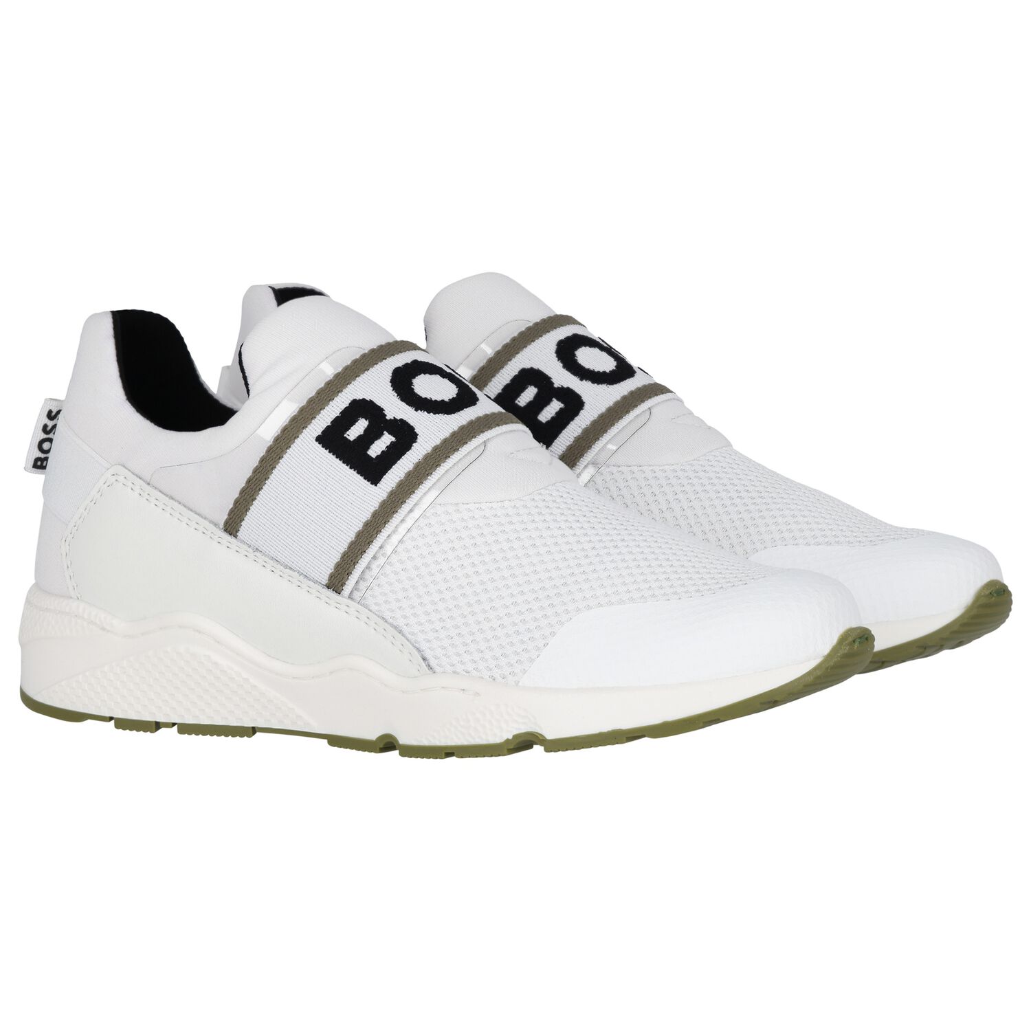 Boys White Logo Trainers, 2, hi-res image number null