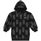 Girls Black Logo Hooded Dress, 1, hi-res