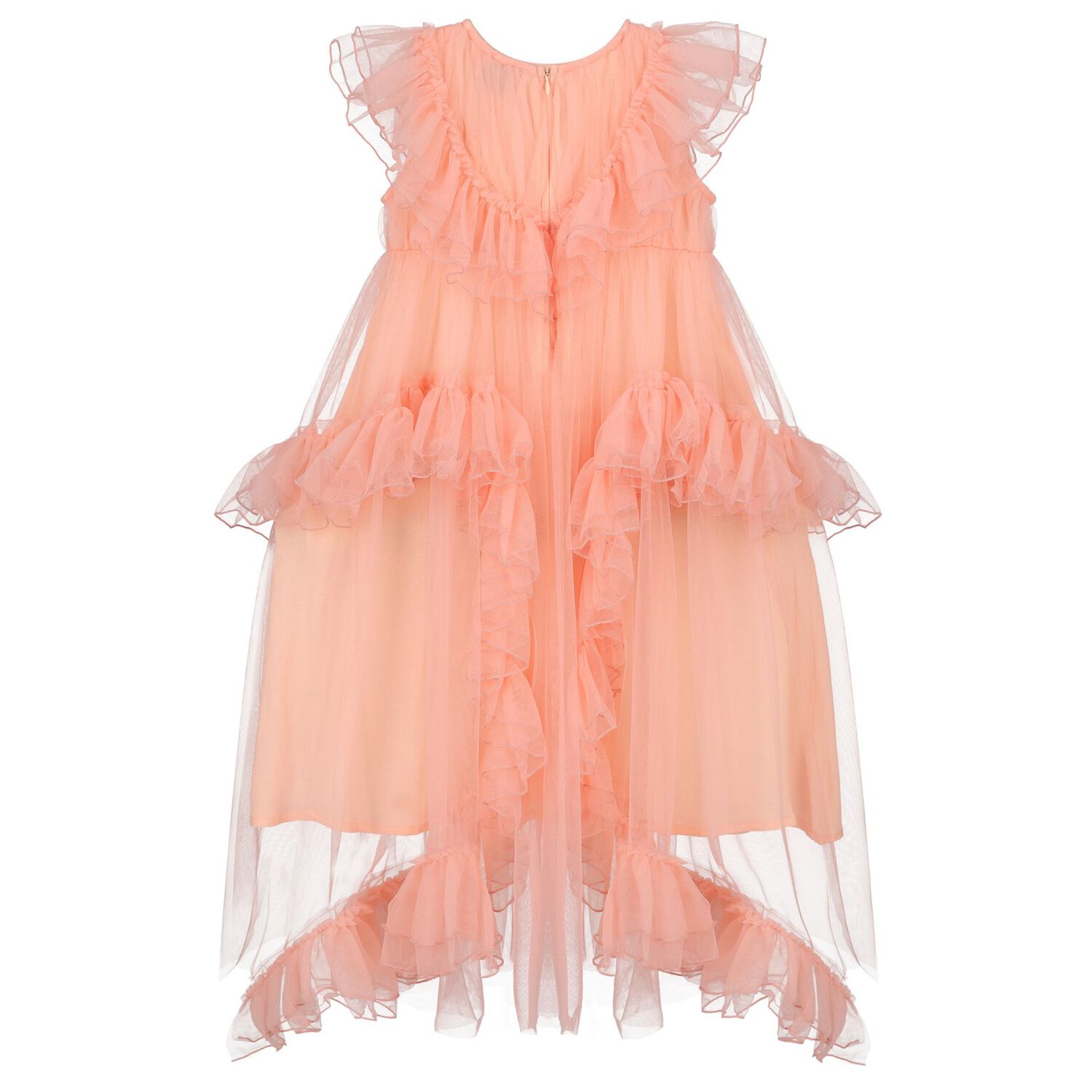 فستان تول مكشكش باللون الوردي للبنات, 1, hi-res image number null