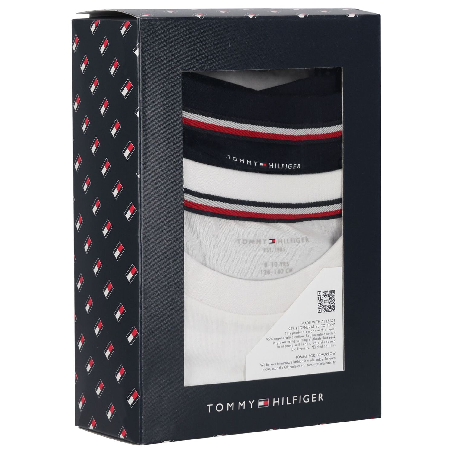 بلوزة قطنية بأكمام طويلة بشعار باللونين الأبيض والأزرق الداكن للأولاد (عبوة من قطعتين), 1, hi-res