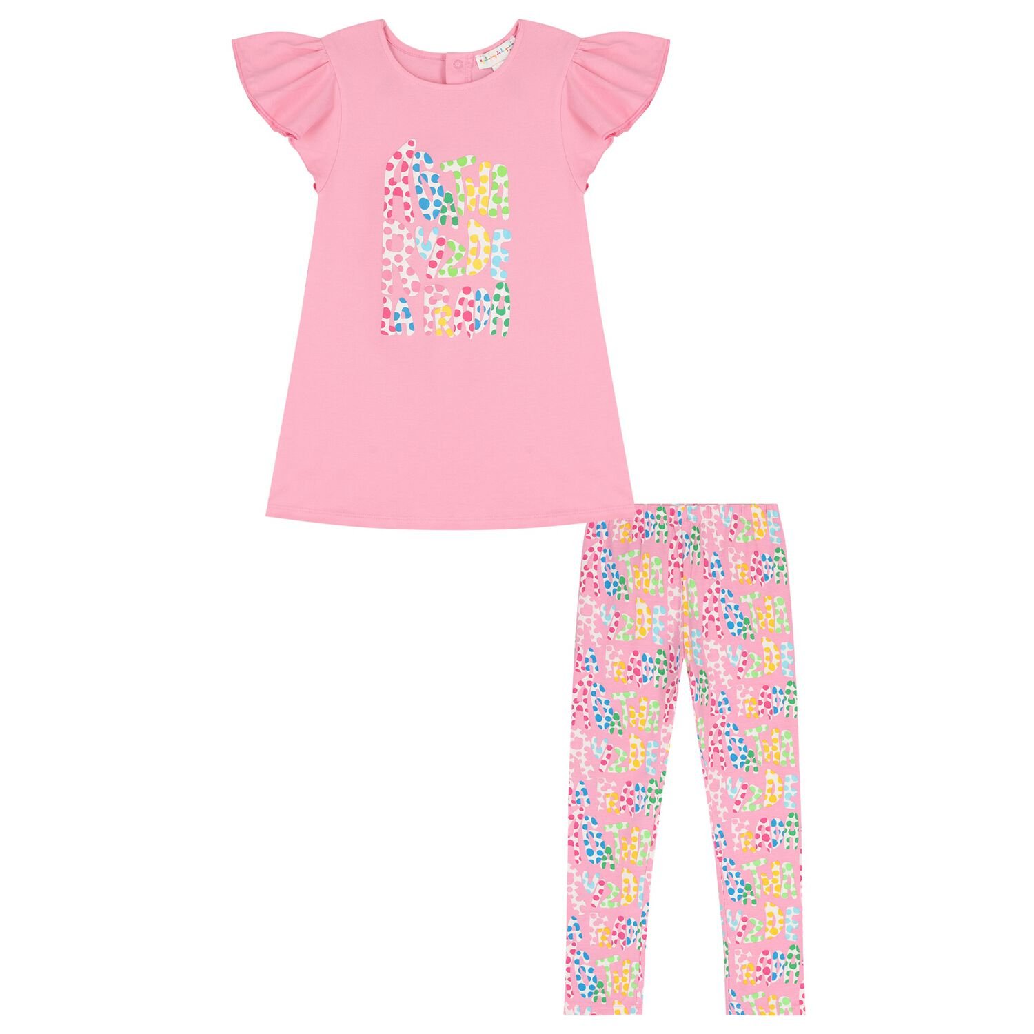 Girls Pink Logo Leggings Set, 1, hi-res