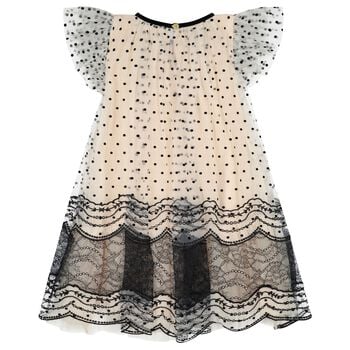 Girls Beige & Black Ivy Tulle Ivy Dress