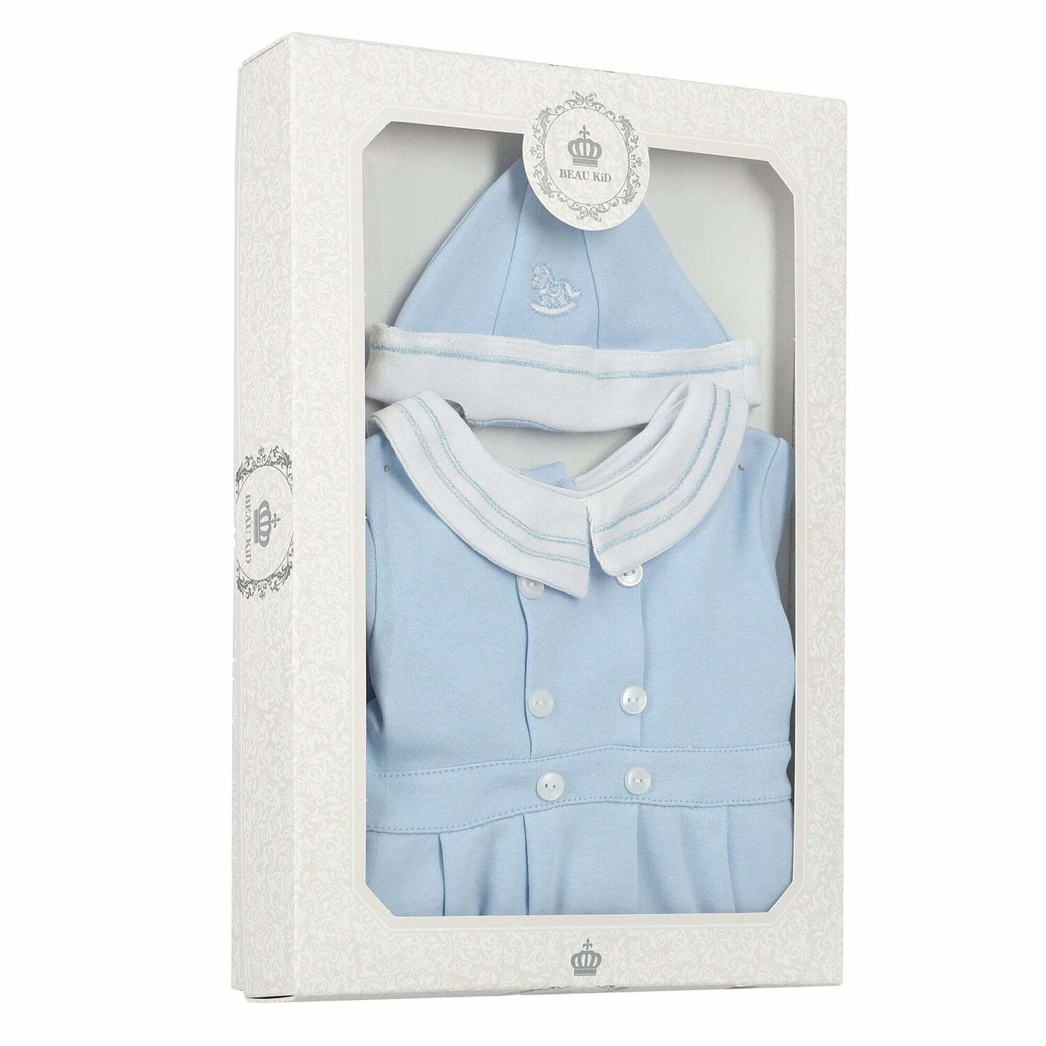 Baby Boys Blue Romper Set, 1, hi-res