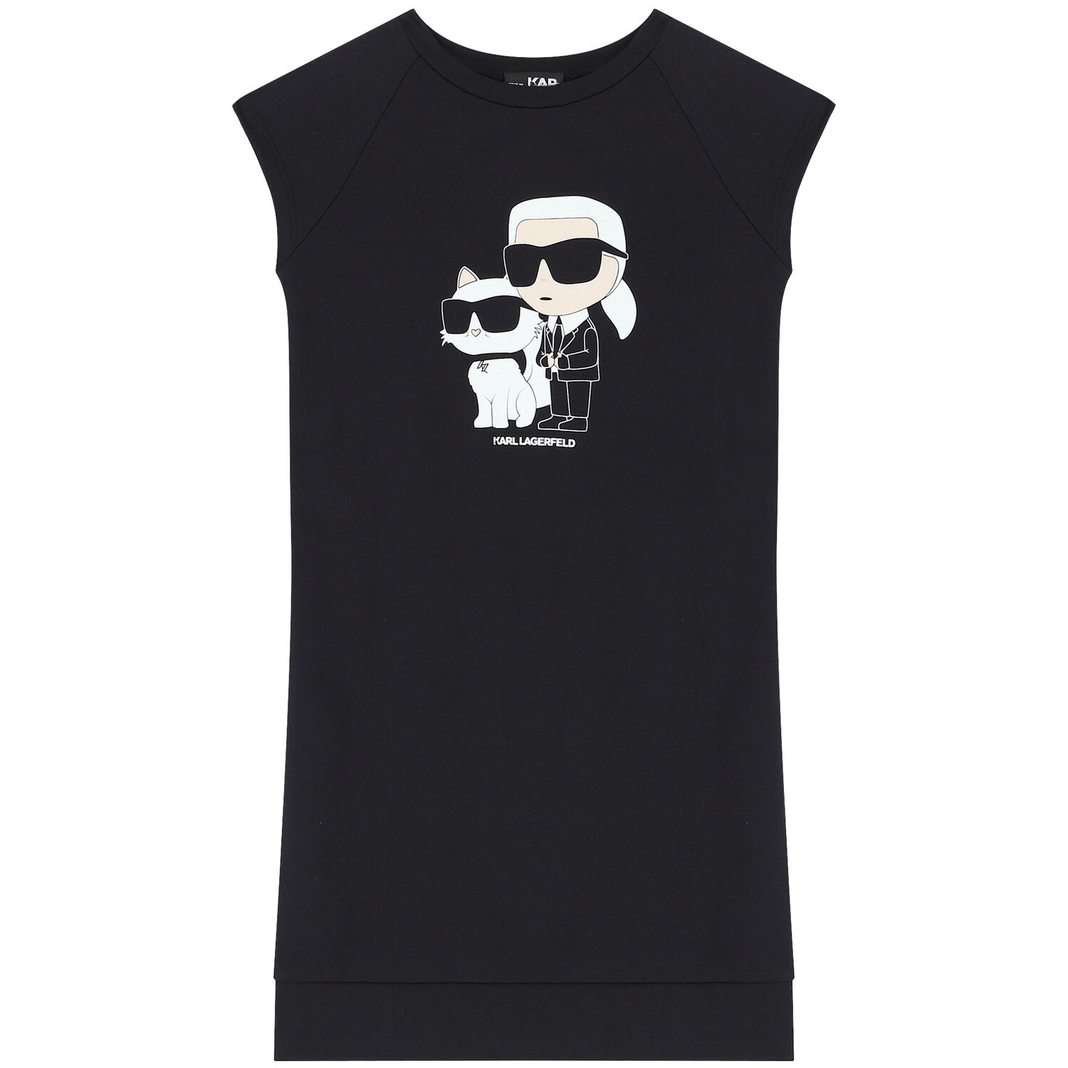 Girls Black Logo Dress, 2, hi-res