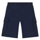 Boys Navy Logo Shorts, 1, hi-res