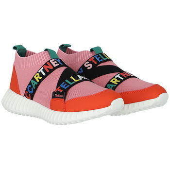 Girls Pink & Orange Sock Trainers