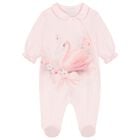 Baby Girls Pink Swan Babygrow, 1, hi-res