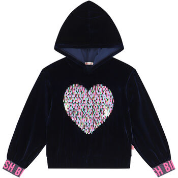 Girls Navy Blue Heart Logo Hooded Top