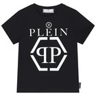 Boys Black Logo T-Shirt, 1, hi-res