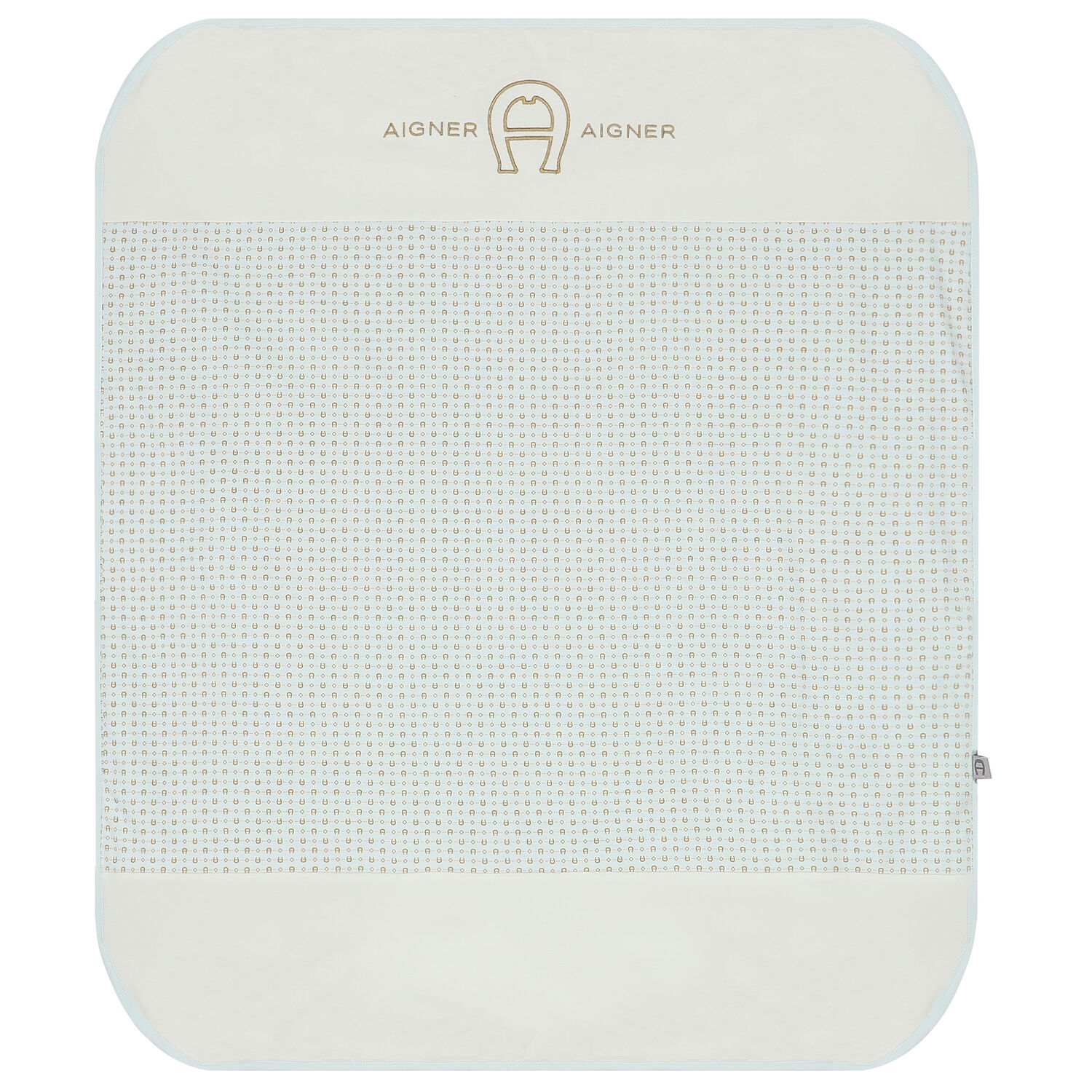 Baby Boys Blue, Ivory & Gold Logo Blanket, 1, hi-res