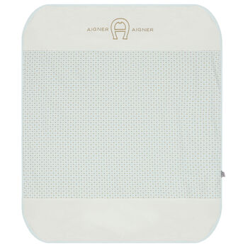 Baby Boys Blue, Ivory & Gold Pima Cotton Logo Blanket
