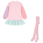 طقم فستان للبنات مزين بالزهور باللون الوردى , 1, hi-res