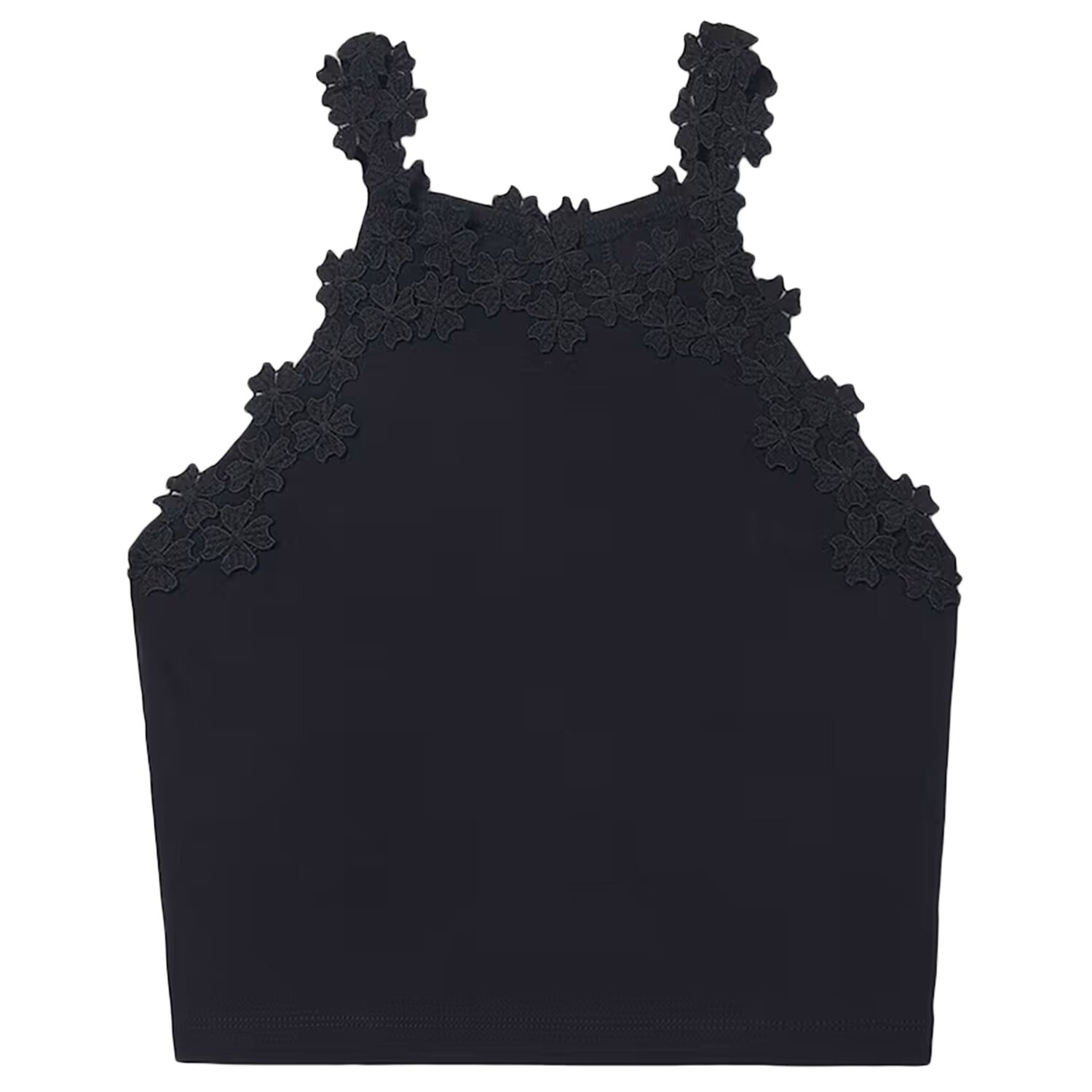 بلوزة دانتيل باللون الاسود للبنات , 2, hi-res