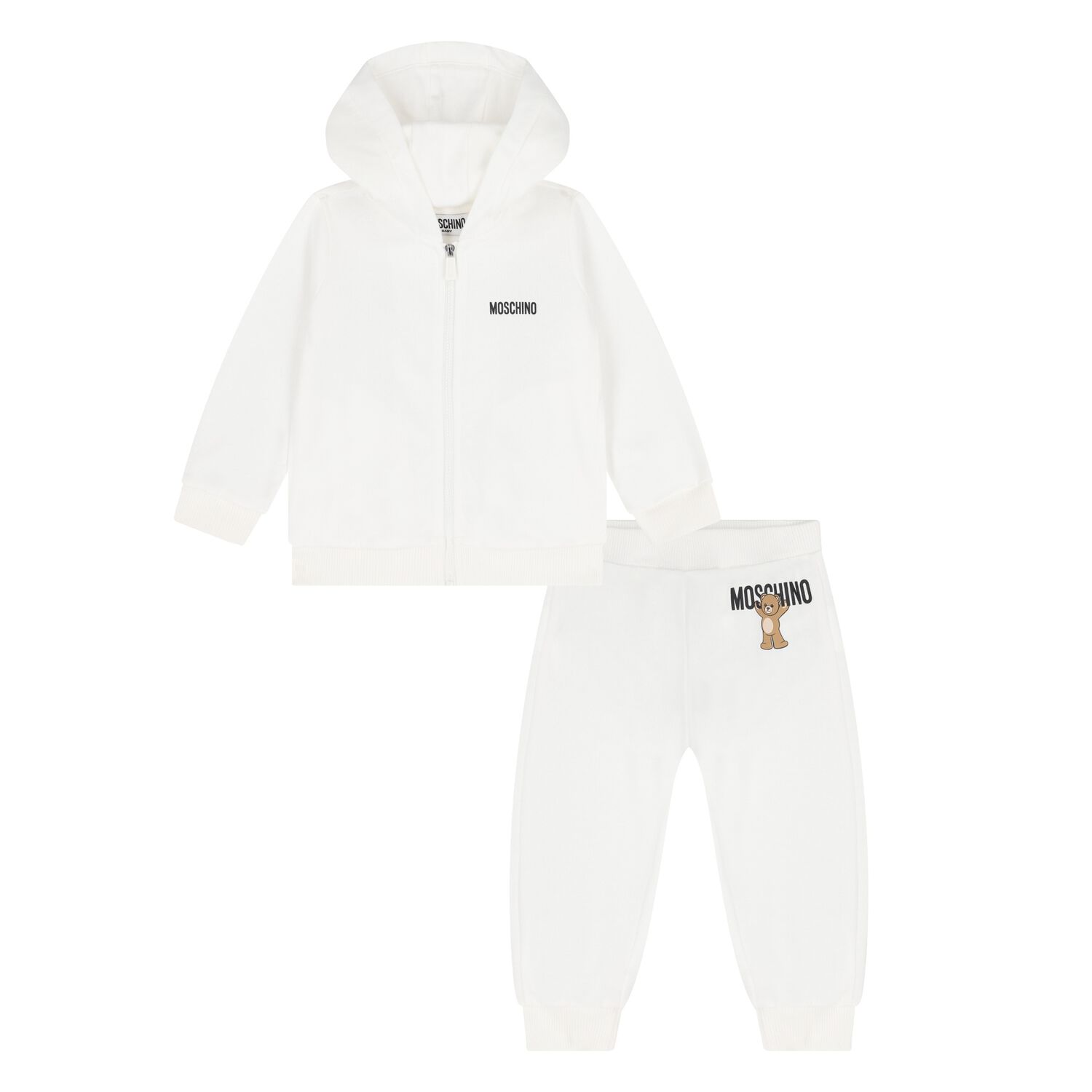 Younger White Teddy Bear Logo Tracksuit, 1, hi-res