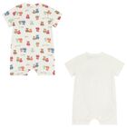 Baby Boys Ivory Teddy Bear Romper ( 2-Pack ), 1, hi-res