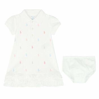 Younger Girls White Polo Dress Set