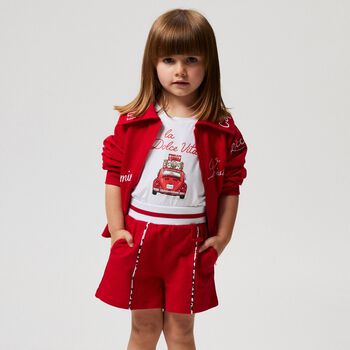 Girls White Vintage Car T-Shirt