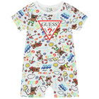 White Logo Romper, 3, hi-res