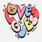 تيشيرت بنات بالشعار باللون الأبيض, 1, hi-res