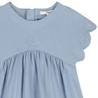Younger Girls Blue Logo Scalloped Dress, 1, hi-res